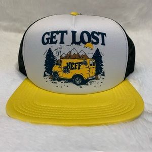 NEFF "Get Lost" Snapback & Meshback Trucker Hat Yellow & Green NWT